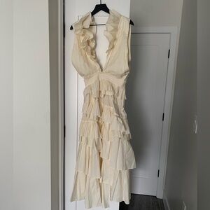 Ulla Johnson Cream midi/maxi Sundress with Plunge Neckline